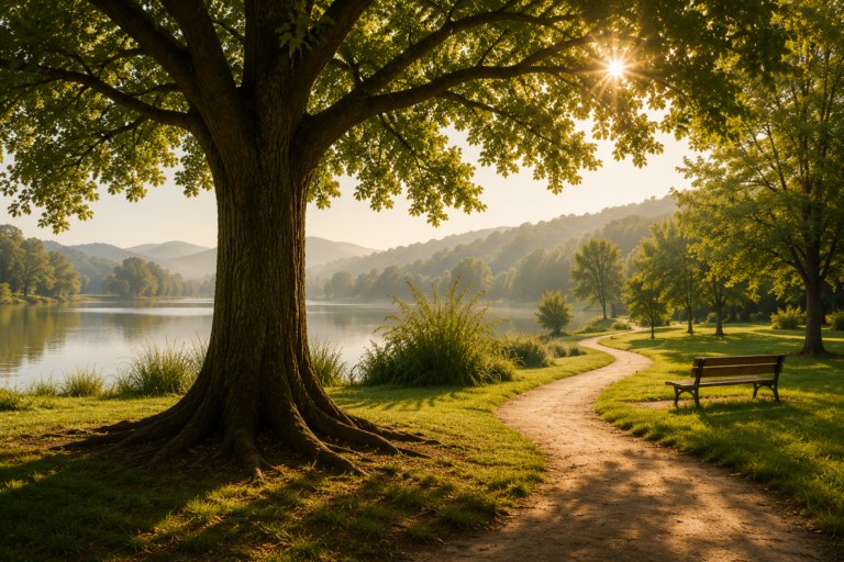 Camino junto a un árbol