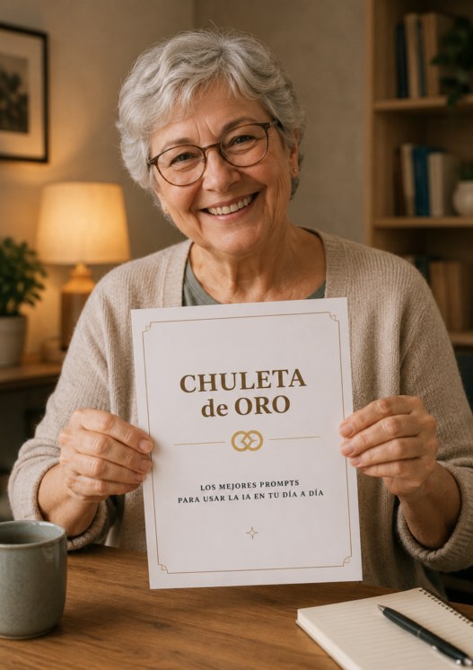Mujer sosteniendo la Chuleta de Oro