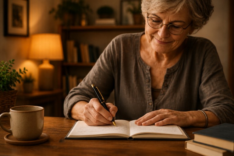 Mujer escribiendo recuerdos